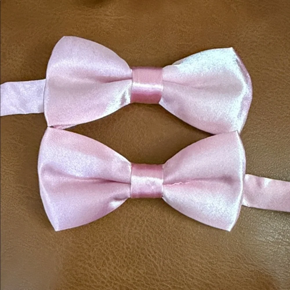 Pink Satin Bow Tie Set for Kids
